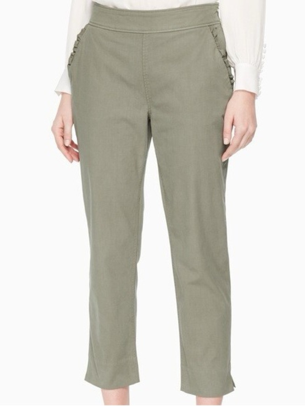 Kate Spade Olive Green Ruffle Pocket Crop Pants Size 4